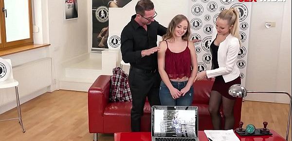  EXPOSED CASTING - Sicilia Lady Bug David Perry - Pretty Czech Teen Hard Drilled From Behind In Trio Casting